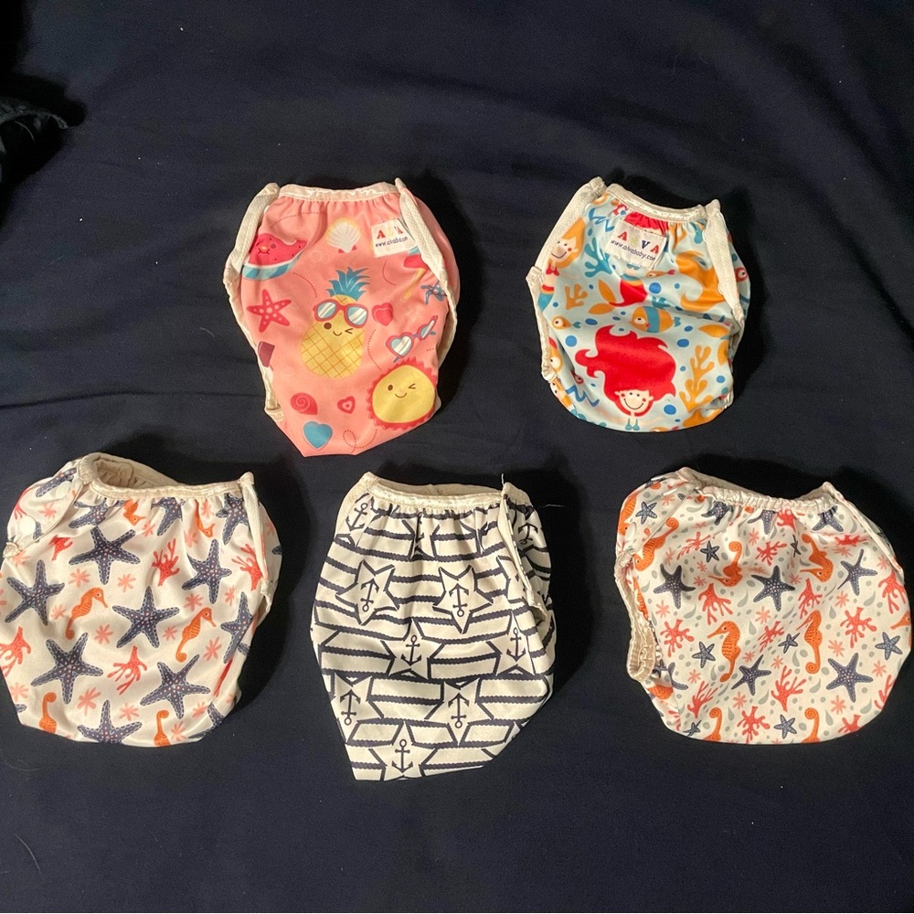 Colorful Starfish and Sea Life Kids Swim Diapers